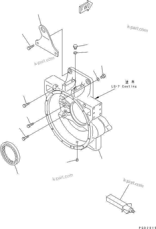 Komatsu parts book diagram for SA6D125E-2C-S7 S/N 60721-UP: FLYWHEEL HOUSING(#67518-)