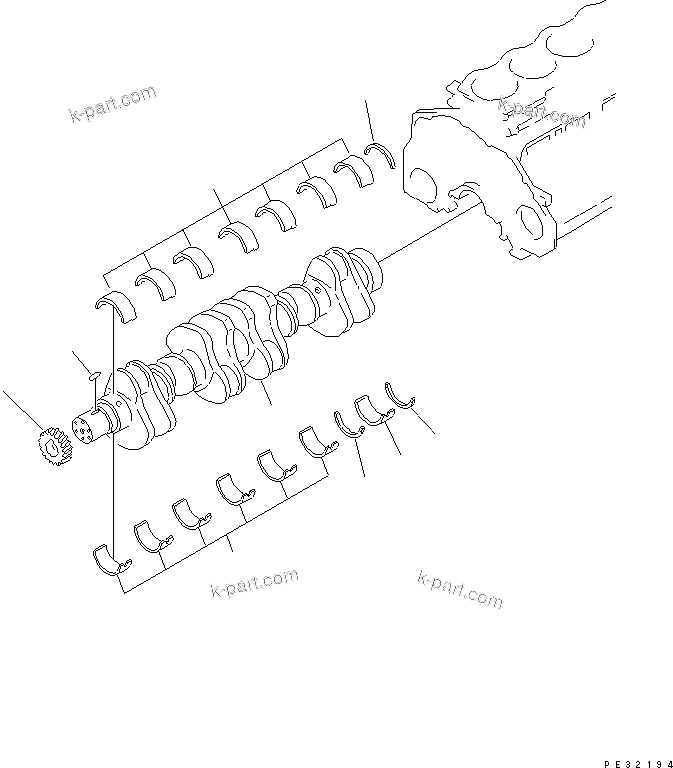 Komatsu parts book diagram for SA6D125E-2C-S7 S/N 60721-UP: CRANKSHAFT