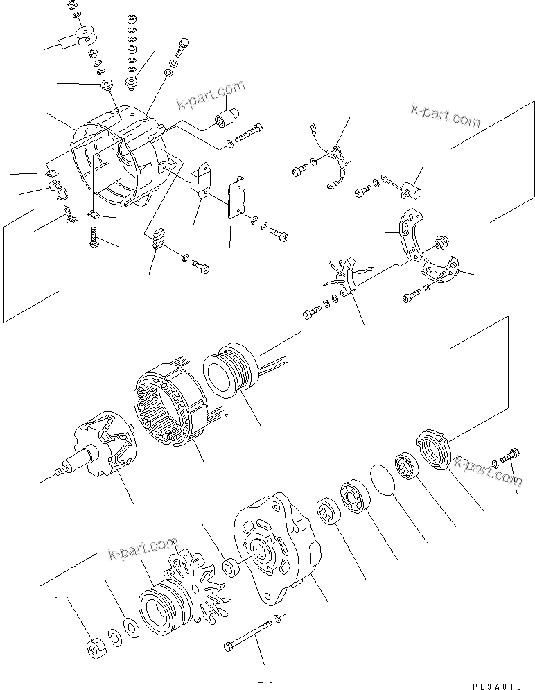 Komatsu parts book diagram for SA6D125E-2C-S7 S/N 60721-UP: ALTERNATOR (50A) (INNER PARTS)(#61589-63561)