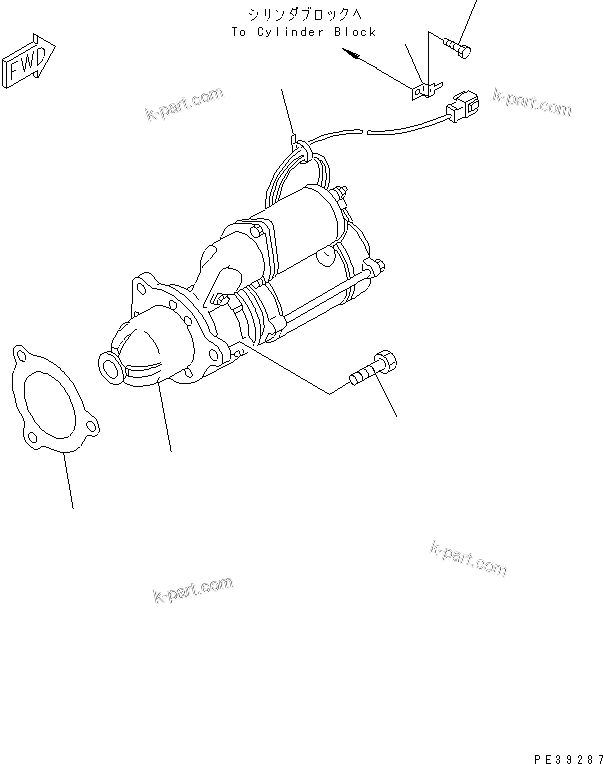 Komatsu parts book diagram for SA6D125E-2C-S7 S/N 60721-UP: STARTING MOTOR MOUNTING (7.5KW)(#61589-)