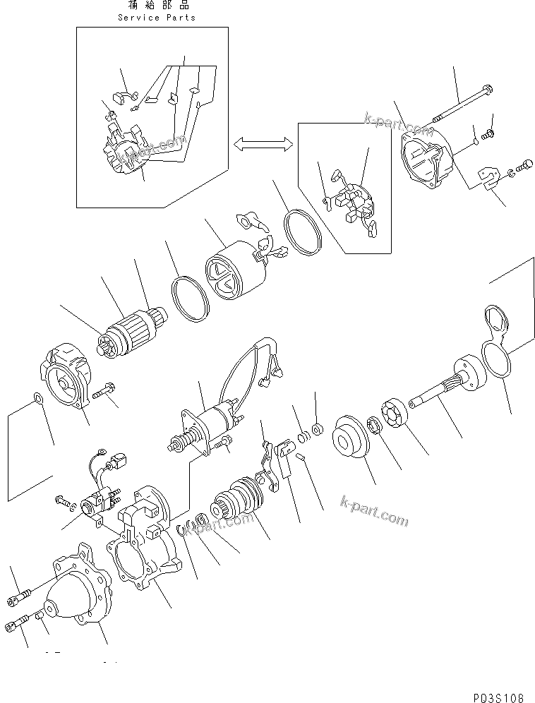 Komatsu parts book diagram for SA6D125E-2C-S7 S/N 60721-UP: STARTING MOTOR (11KW) (INNER PARTS)(#61589-86022)
