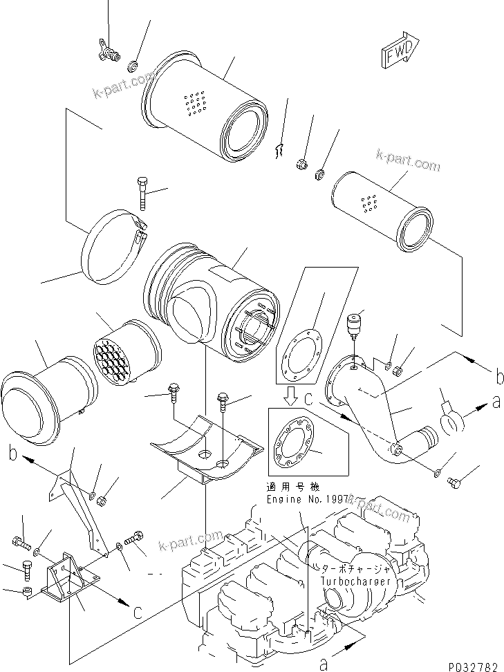 Komatsu parts book diagram for SA6D140-1EE S/N 17739-UP: AIR CLEANER (SANDY AND DUSTY SPEC.)