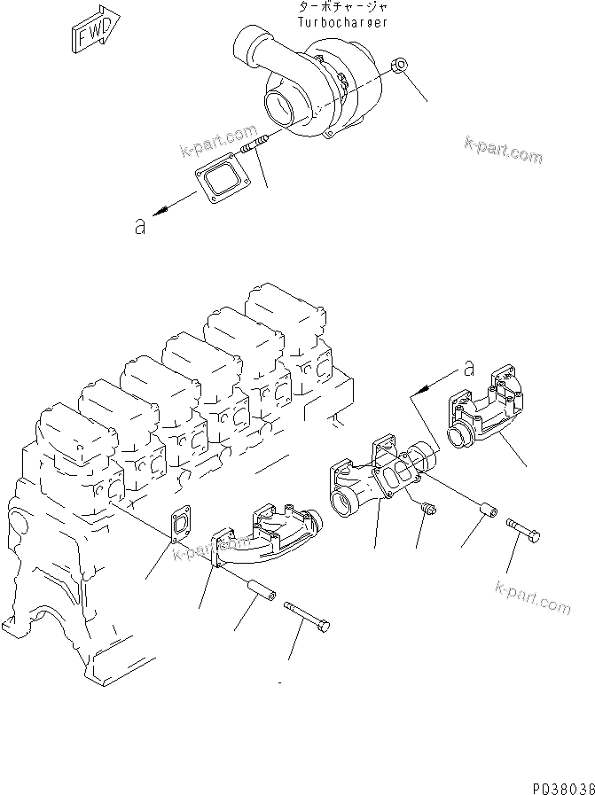 Komatsu parts book diagram for SA6D140-1EE S/N 17739-UP: EXHAUST MANIFOLD(#17739-19929)