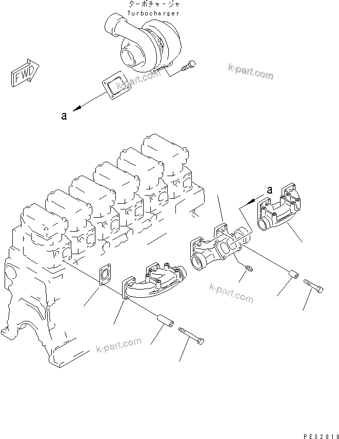 Komatsu parts book diagram for SA6D140-1EE S/N 17739-UP: EXHAUST MANIFOLD(#20660-)