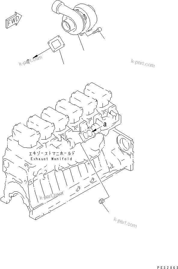 Komatsu parts book diagram for SA6D140-1EE S/N 17739-UP: TURBOCHARGER MOUNTING(#20660-)