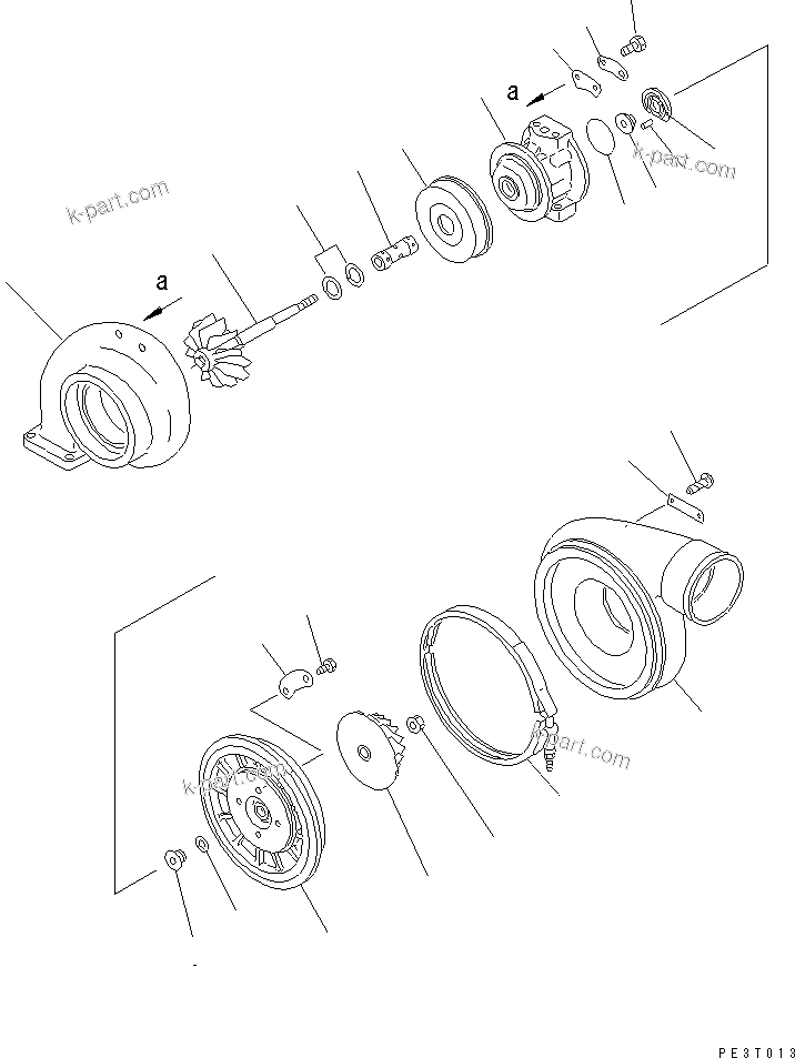 Komatsu parts book diagram for SA6D140-1EE S/N 17739-UP: TURBOCHARGER (INNER PARTS)(#17739-19614)
