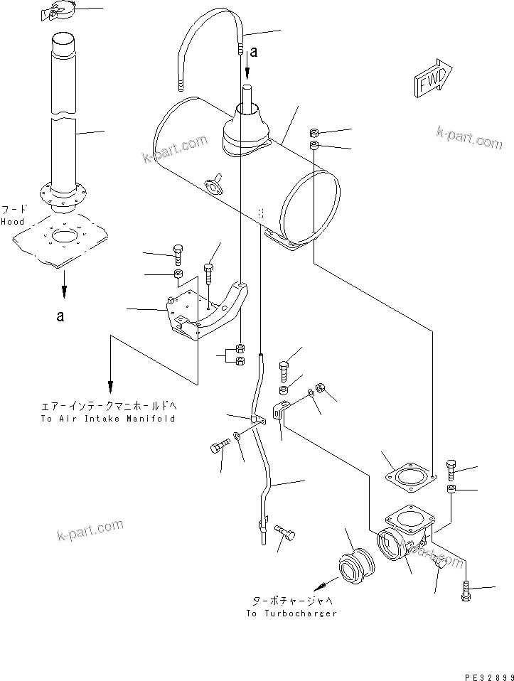 Komatsu parts book diagram for SA6D140-1EE S/N 17739-UP: MUFFLER (SANDY AND DUSTY SPEC.)(#17739-19971)