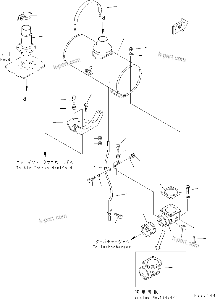 Komatsu parts book diagram for SA6D140-1EE S/N 17739-UP: MUFFLER(#17739-18777)