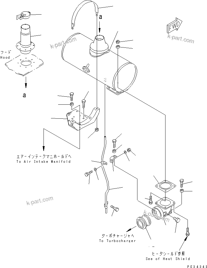 Komatsu parts book diagram for SA6D140-1EE S/N 17739-UP: MUFFLER(#19930-)