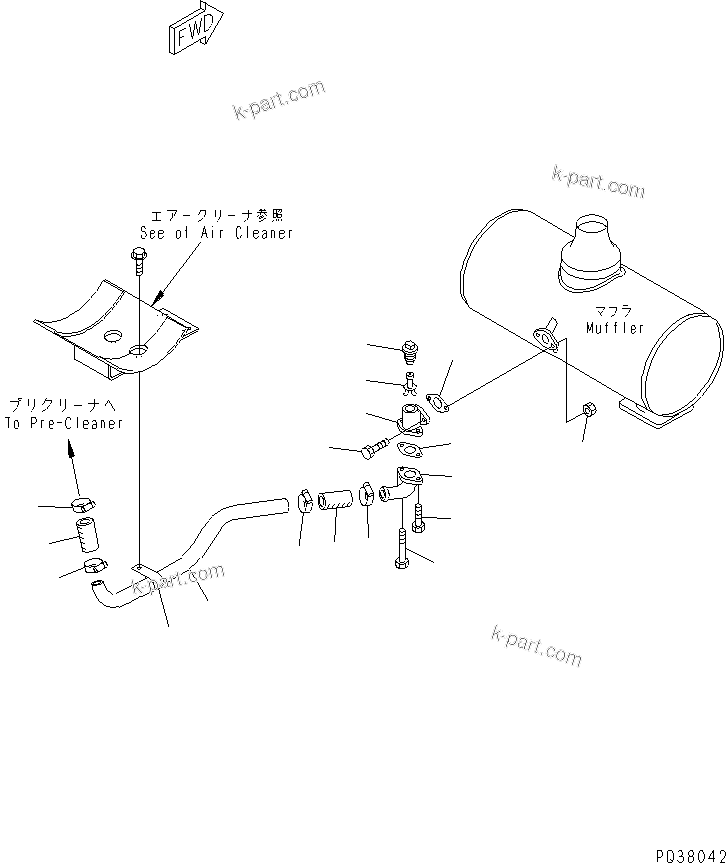 Komatsu parts book diagram for SA6D140-1EE S/N 17739-UP: EJECTOR PIPING(#19972-)