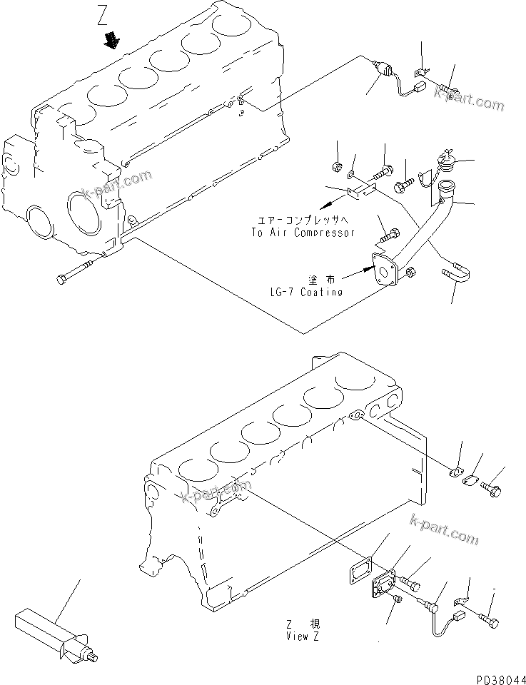 Komatsu parts book diagram for SA6D140-1EE S/N 17739-UP: OIL FILLER AND SENSOR