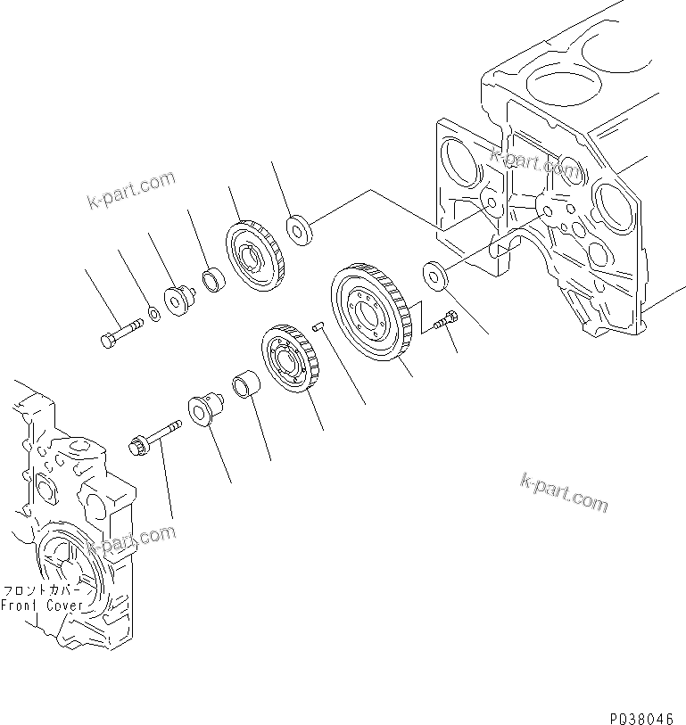 Komatsu parts book diagram for SA6D140-1EE S/N 17739-UP: IDLER GEAR(#17739-18464)