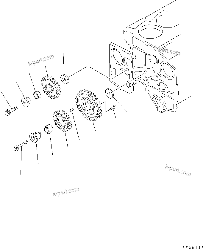 Komatsu parts book diagram for SA6D140-1EE S/N 17739-UP: IDLER GEAR(#18465-)