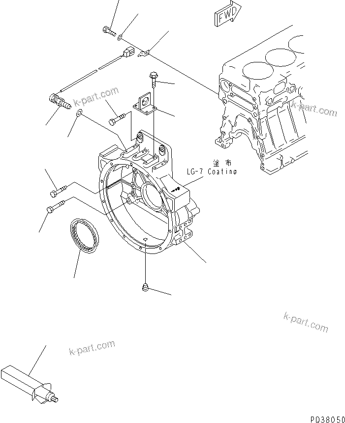 Komatsu parts book diagram for SA6D140-1EE S/N 17739-UP: FLYWHEEL HOUSING