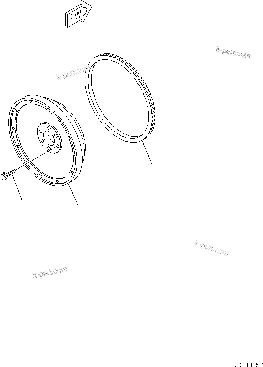 Komatsu parts book diagram for SA6D140-1EE S/N 17739-UP: FLYWHEEL