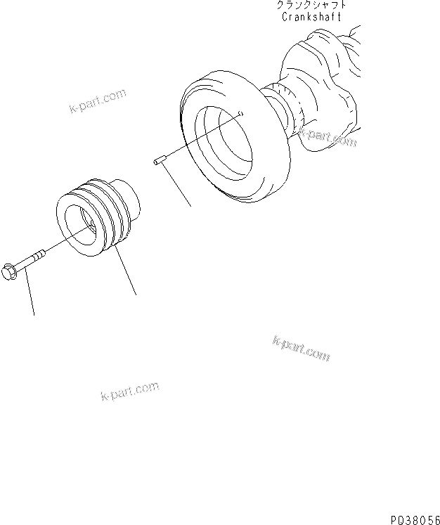 Komatsu parts book diagram for SA6D140-1EE S/N 17739-UP: CRANK PULLEY(#18511-21477)