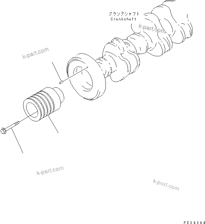 Komatsu parts book diagram for SA6D140-1EE S/N 17739-UP: CRANK PULLEY(#21478-)