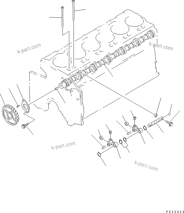 Komatsu parts book diagram for SA6D140-1EE S/N 17739-UP: CAMSHAFT AND CAMFOLLOWER(#17739-19929)