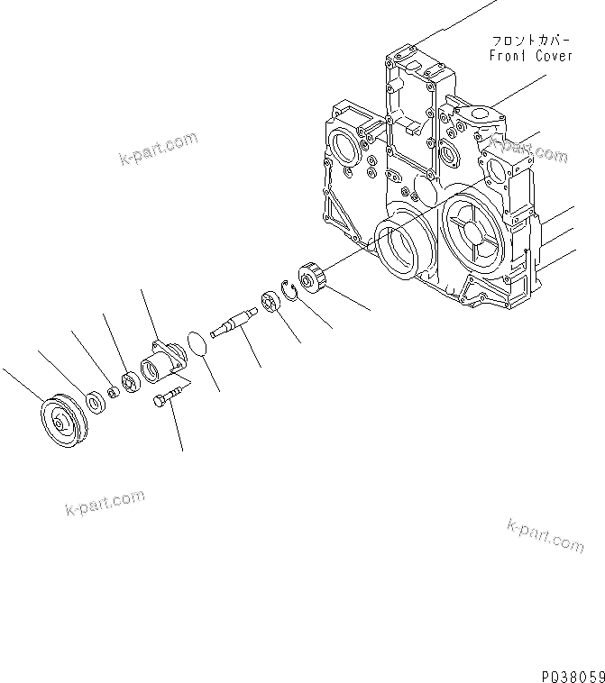 Komatsu parts book diagram for SA6D140-1EE S/N 17739-UP: FRONT POWER TAKE OFF (SANDY AND DUSTY SPEC.)
