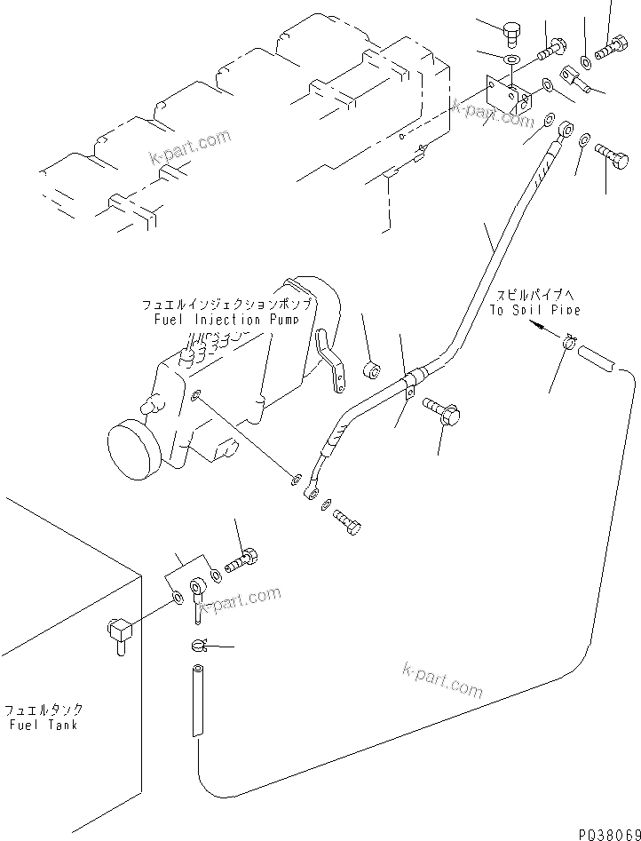 Komatsu parts book diagram for SA6D140-1EE S/N 17739-UP: FUEL RETURN(#17739-19929)
