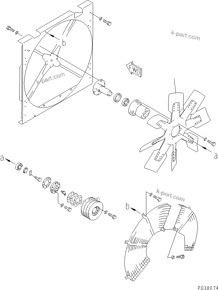 Komatsu parts book diagram for SA6D140-1EE S/N 17739-UP: COOLING FAN