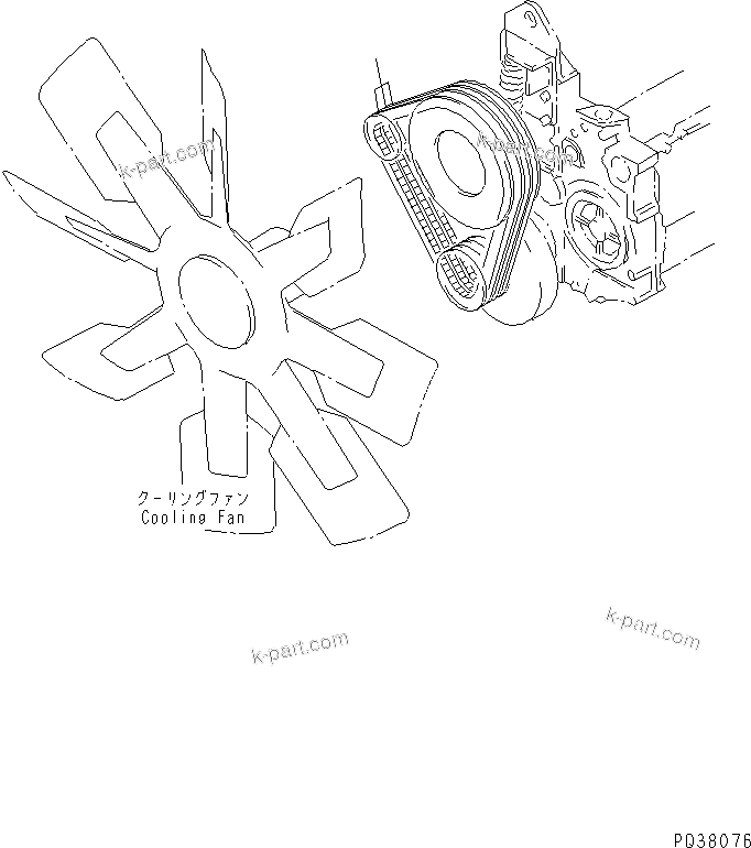 Komatsu parts book diagram for SA6D140-1EE S/N 17739-UP: FAN BELT(#17739-21477)