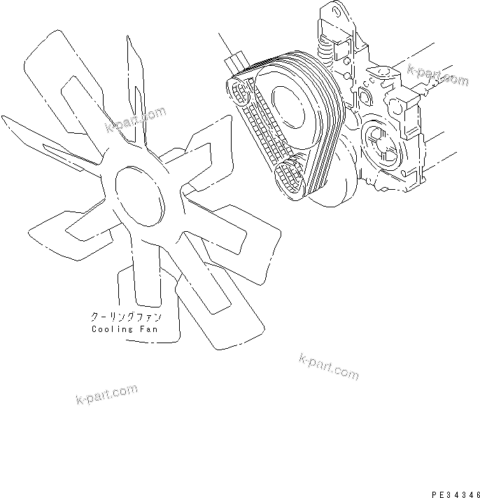 Komatsu parts book diagram for SA6D140-1EE S/N 17739-UP: FAN BELT(#21478-)