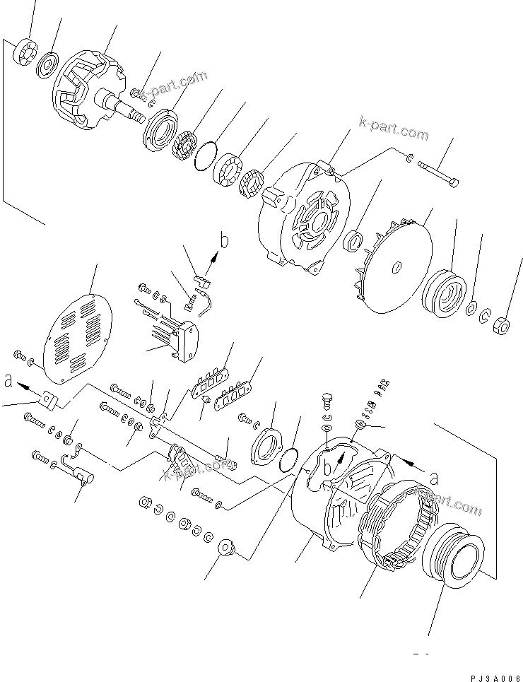Komatsu parts book diagram for SA6D140-1EE S/N 17739-UP: ALTERNATOR (50A) (EC SPEC.) (INNER PARTS)