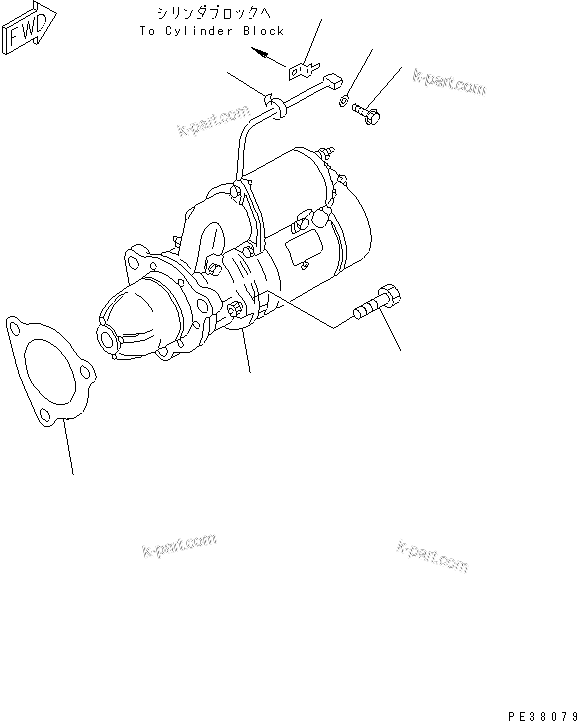 Komatsu parts book diagram for SA6D140-1EE S/N 17739-UP: STARTING MOTOR MOUNTING (7.5KW)