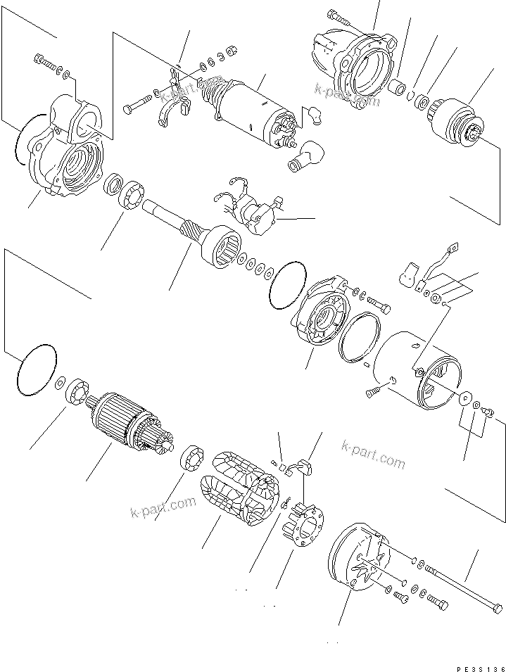 Komatsu parts book diagram for SA6D140-1EE S/N 17739-UP: STARTING MOTOR (7.5KW) (INNER PARTS)