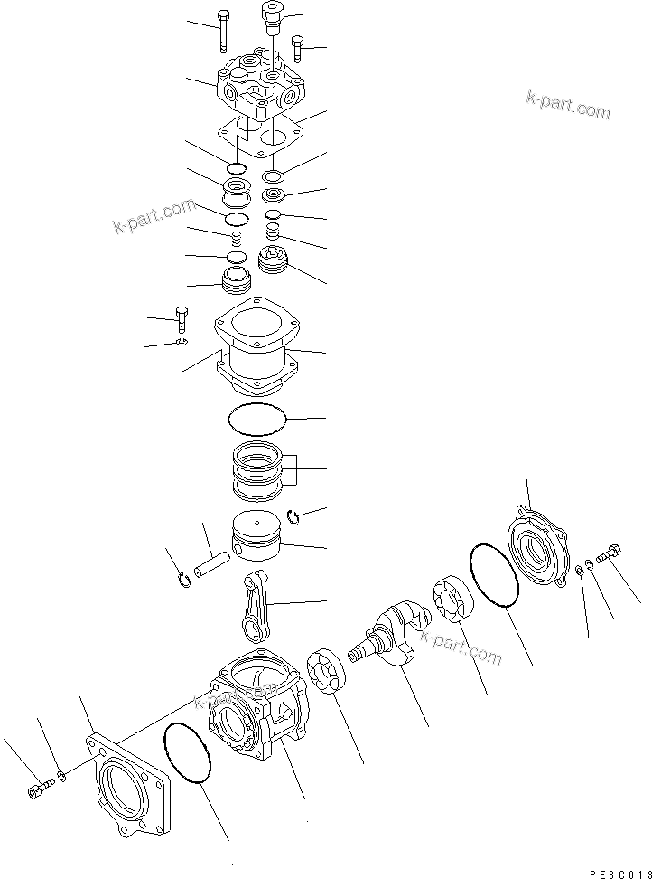 Komatsu parts book diagram for SA6D140-1EE S/N 17739-UP: AIR COMPRESSOR (INNER PARTS)(#18778-)
