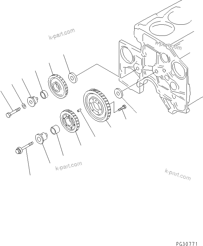 Komatsu parts book diagram for SA6D140-1E S/N 10428-UP: IDLER GEAR