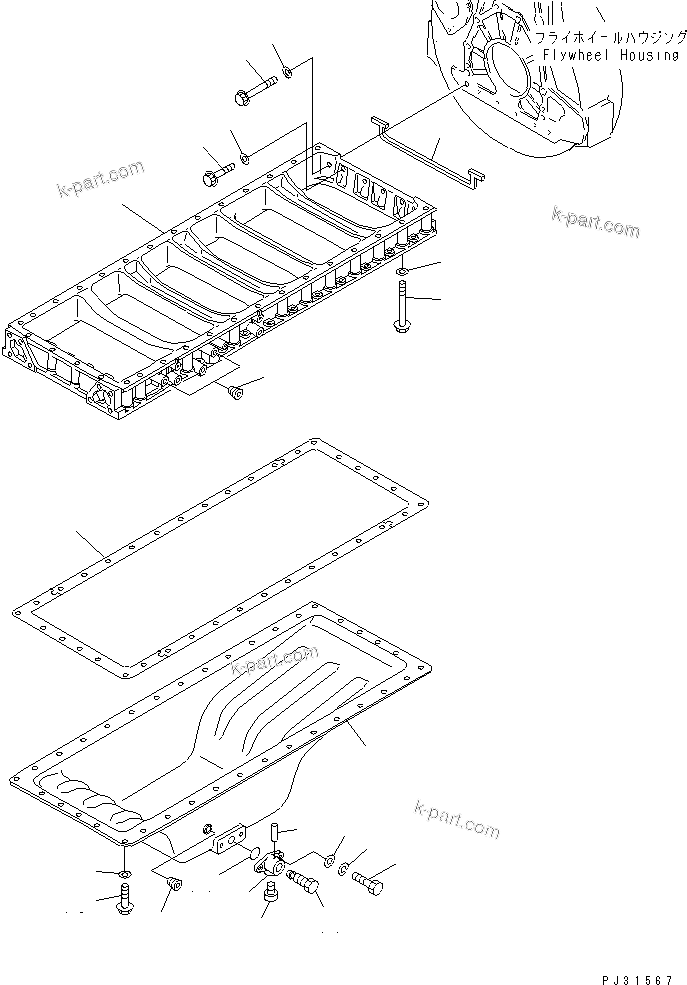 Komatsu parts book diagram for SA6D140-1E S/N 10428-UP: OIL PAN