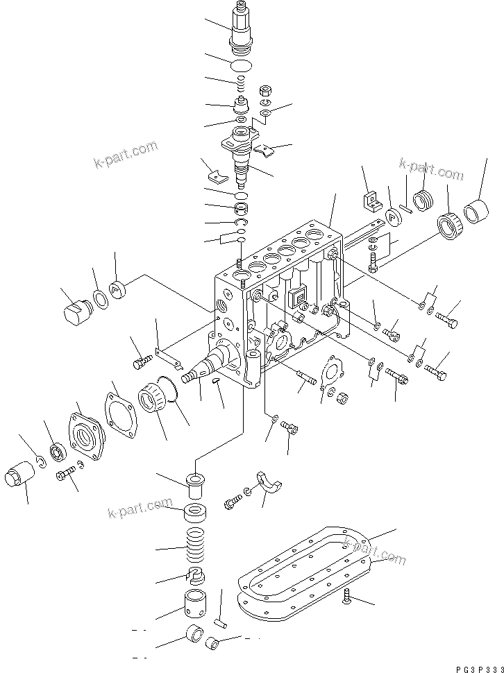 Komatsu parts book diagram for SA6D140-1E S/N 10428-UP: FUEL INJECTION PUMP (PUMP) (INNER PARTS)