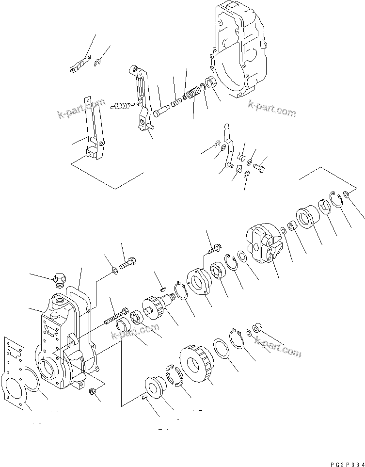 Komatsu parts book diagram for SA6D140-1E S/N 10428-UP: FUEL INJECTION PUMP (GOVERNOR) (1/2) (INNER PARTS)