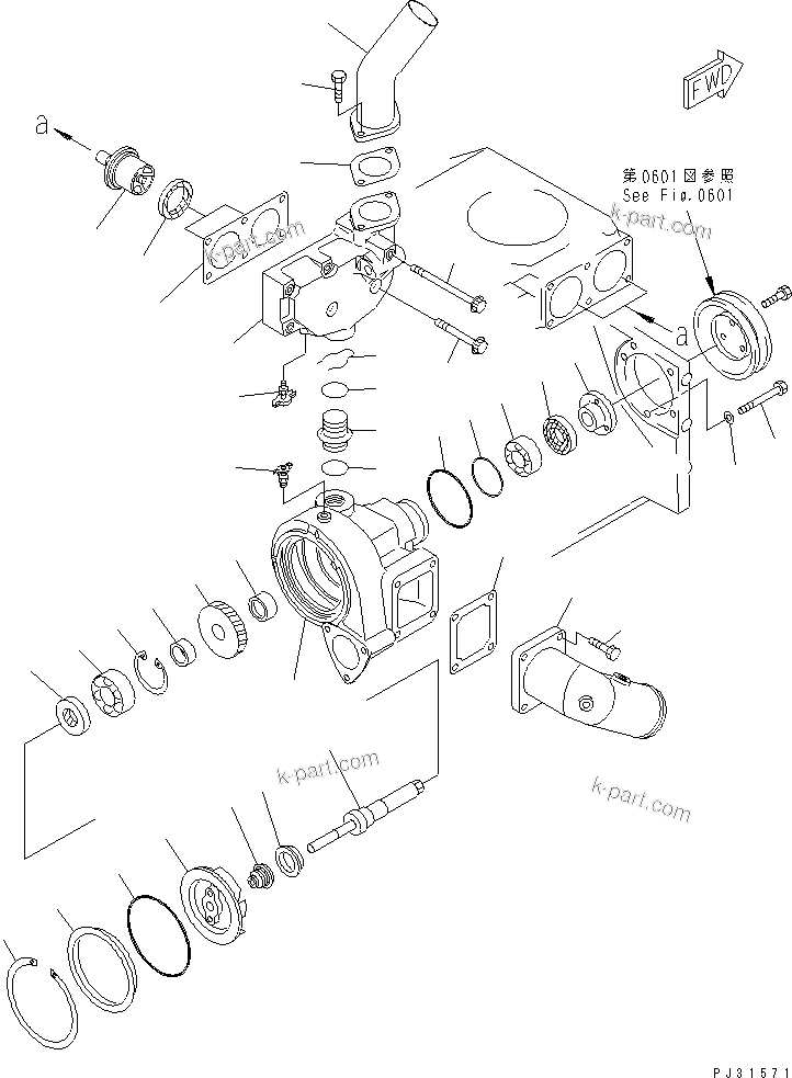Komatsu parts book diagram for SA6D140-1E S/N 10428-UP: WATER PUMP(#10428-16256)