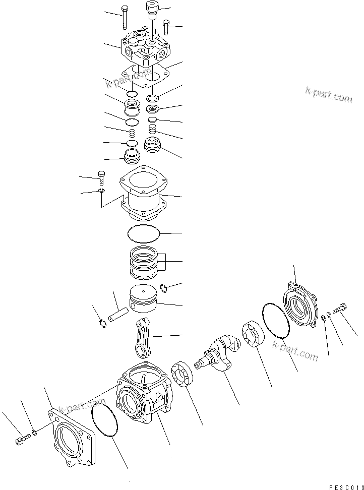 Komatsu parts book diagram for SA6D140-1E S/N 10428-UP: AIR COMPRESSOR (INNER PARTS)(#10765-)