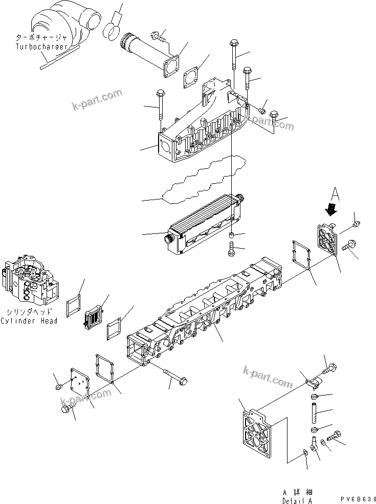 Komatsu parts book diagram for SA6D140E-3C-7 S/N 110001-UP: AIR INTAKE MANIFOLD AND AFTER COOLER
