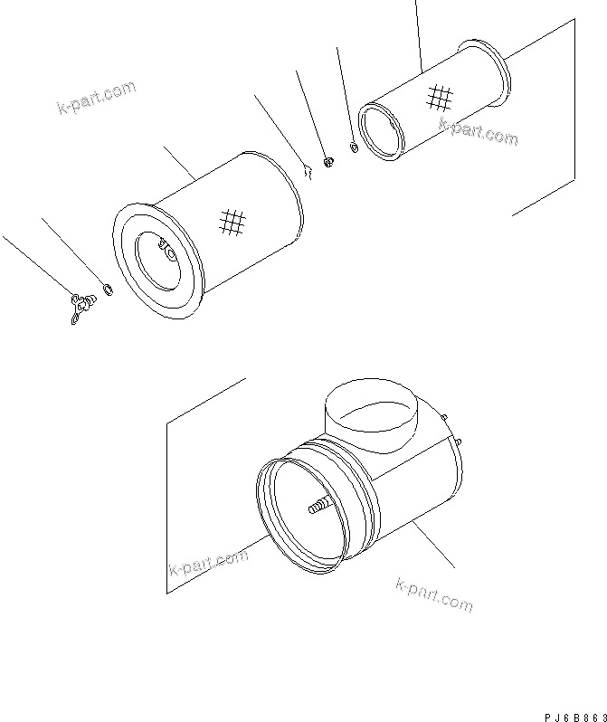 Komatsu parts book diagram for SA6D140E-3C-7 S/N 110001-UP: AIR CLEANER (INNER PARTS)