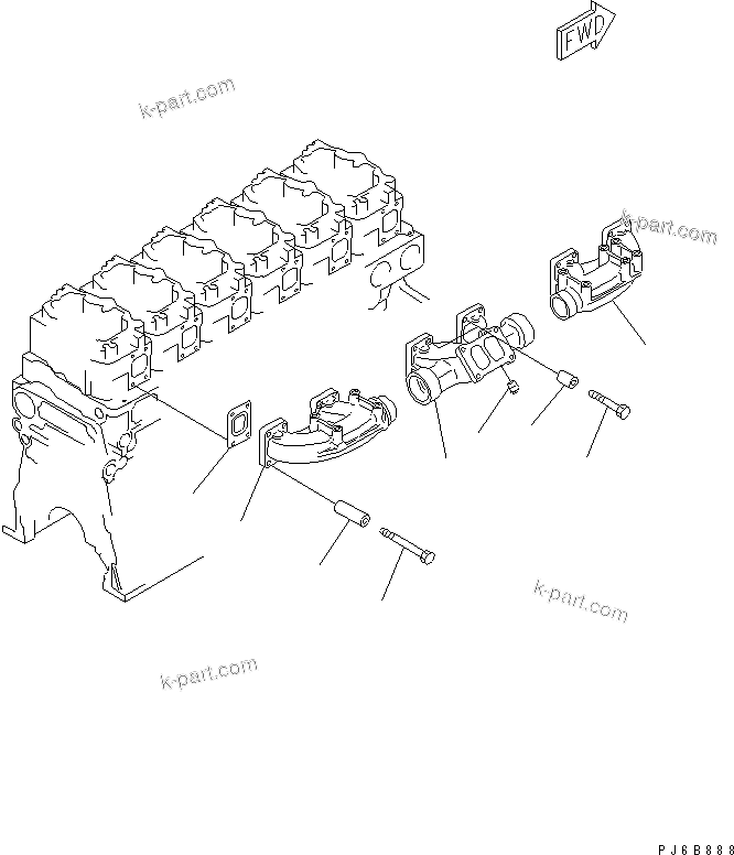Komatsu parts book diagram for SA6D140E-3C-7 S/N 110001-UP: EXHAUST MANIFOLD