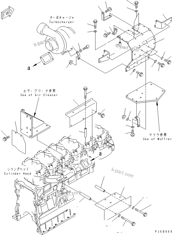Komatsu parts book diagram for SA6D140E-3C-7 S/N 110001-UP: HEAT SHIELD