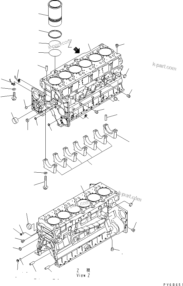 Komatsu parts book diagram for SA6D140E-3C-7 S/N 110001-UP: CYLINDER BLOCK