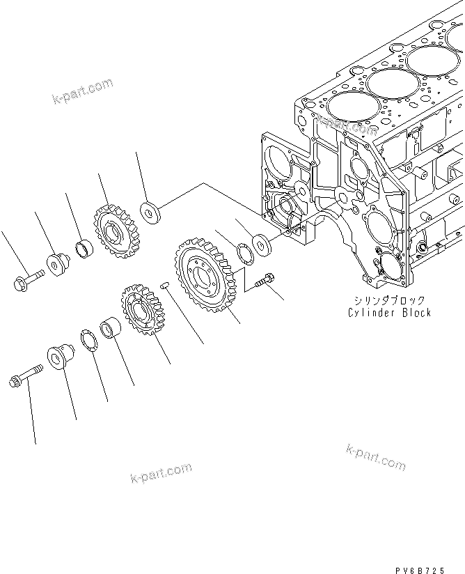 Komatsu parts book diagram for SA6D140E-3C-7 S/N 110001-UP: IDLER GEAR