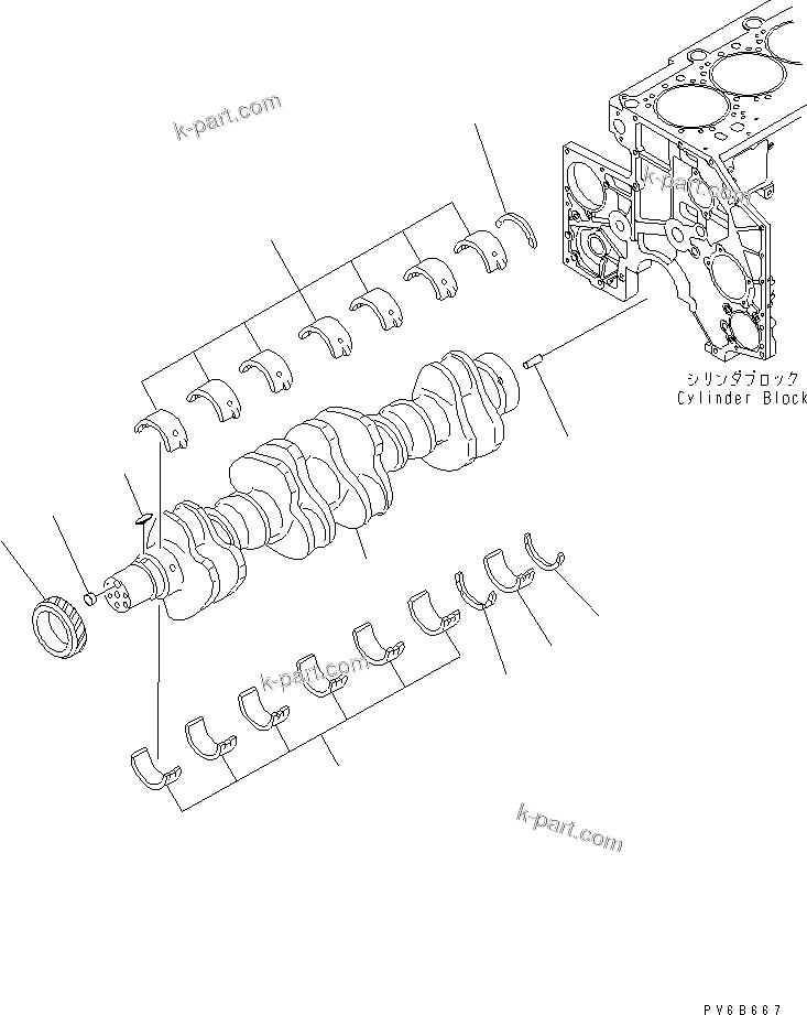 Komatsu parts book diagram for SA6D140E-3C-7 S/N 110001-UP: CRANKSHAFT
