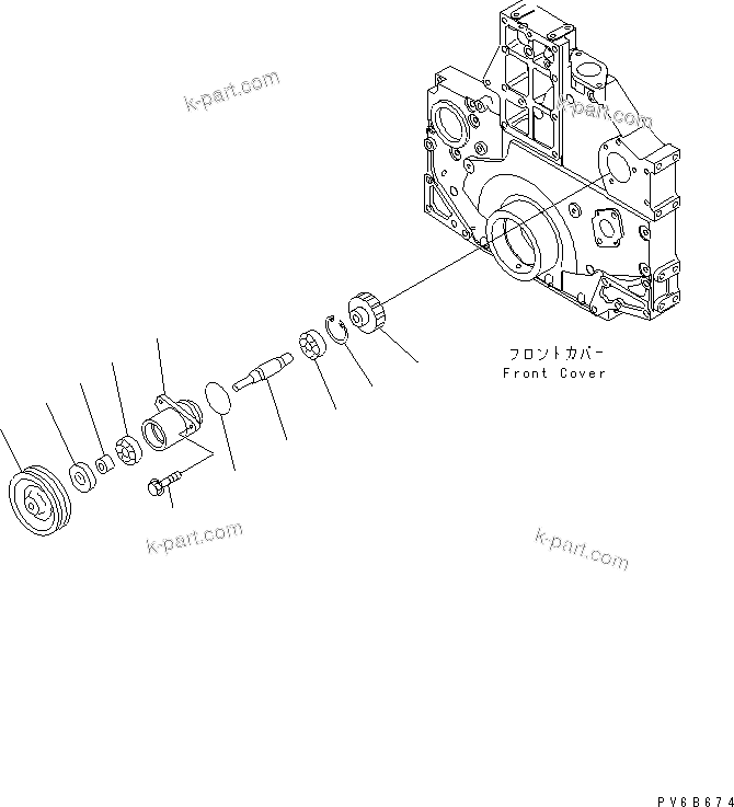 Komatsu parts book diagram for SA6D140E-3C-7 S/N 110001-UP: FRONT POWER TAKE OFF (SANDY AND DUSTY SPEC.)(#110001-115825)