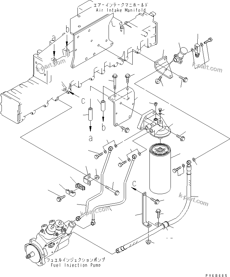 Komatsu parts book diagram for SA6D140E-3C-7 S/N 110001-UP: FUEL FILTER (THREAD 1-1/4)