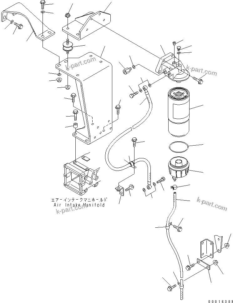 Komatsu parts book diagram for SA6D140E-3C-7 S/N 110001-UP: PRE FILTER MOUNTING (EXTREMELY BAD FUEL GROUND SPEC.) (THREAD 1-1/4)(#111803-)