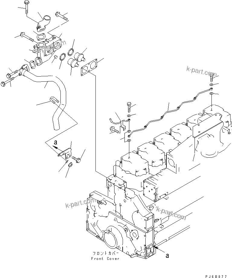 Komatsu parts book diagram for SA6D140E-3C-7 S/N 110001-UP: THERMOSTAT AND AIR VENT