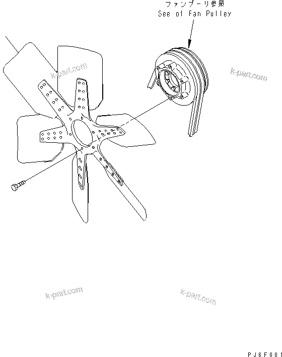 Komatsu parts book diagram for SA6D140E-3C-7 S/N 110001-UP: COOLING FAN