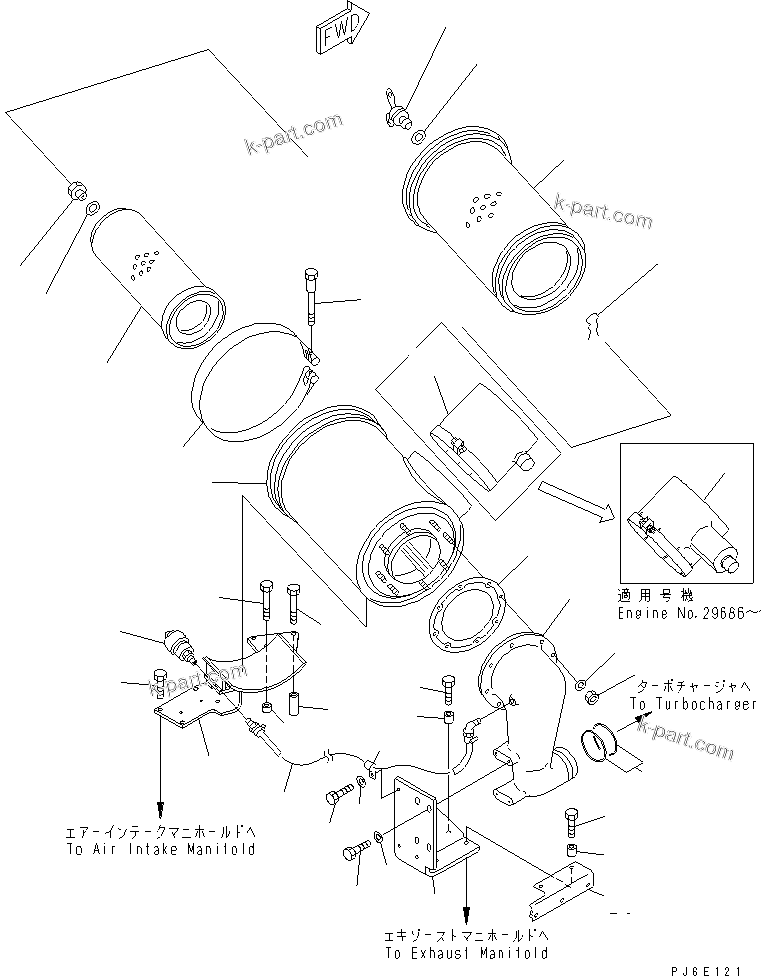 Komatsu parts book diagram for SA6D140E-2B-7 S/N 22537-UP: AIR CLEANER